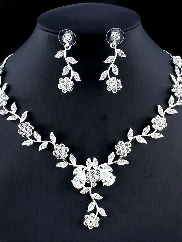 1 set Bridal Jewelry Earrings Necklace For Women's Special Occasion Gemstone Pendant Necklace - Image 3