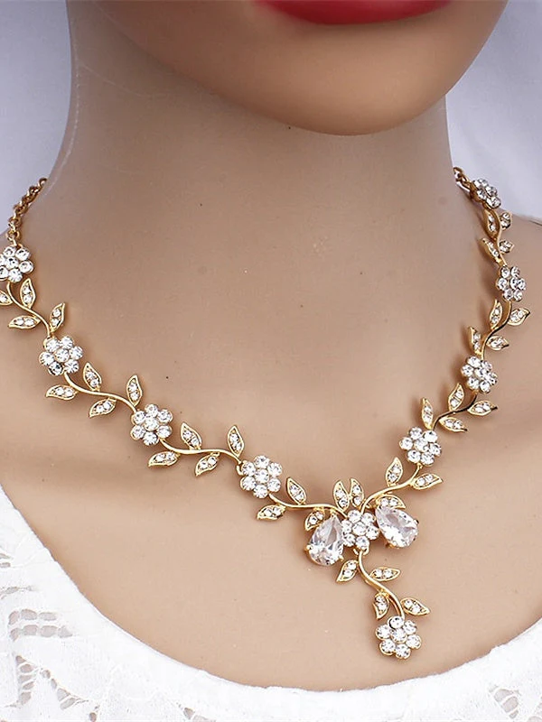 1 set Bridal Jewelry Earrings Necklace For Women's Special Occasion Gemstone Pendant Necklace - Image 4