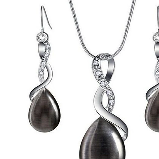 1 set Jewelry Set Drop Earrings For Women's Crystal Party Pendant Necklace - Image 6