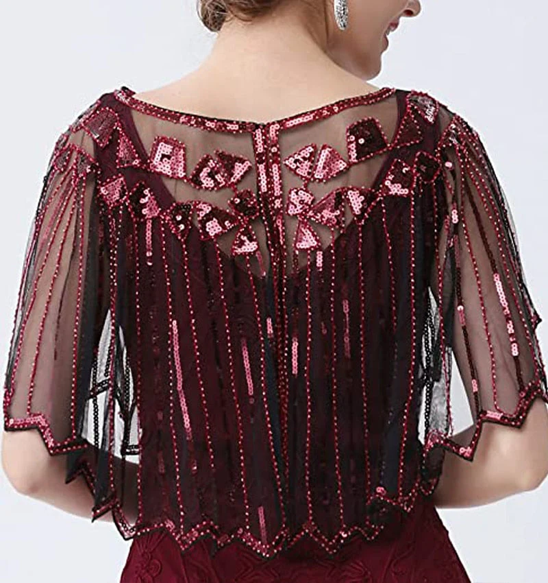 1920s Shawl Wraps Sequin Beaded Evening Cape Shawl - Image 17