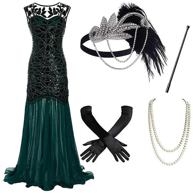 1920s The Great Gatsby Outfit Sheath/Column Scoop Sequins Vintage Dresses - Image 3