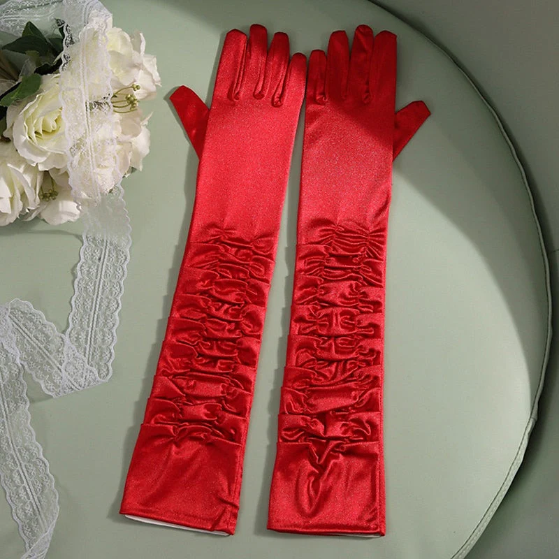 1950s Women's Solid Colour Patchwork Christmas Party Prom Teen Adults' Gloves - Image 3