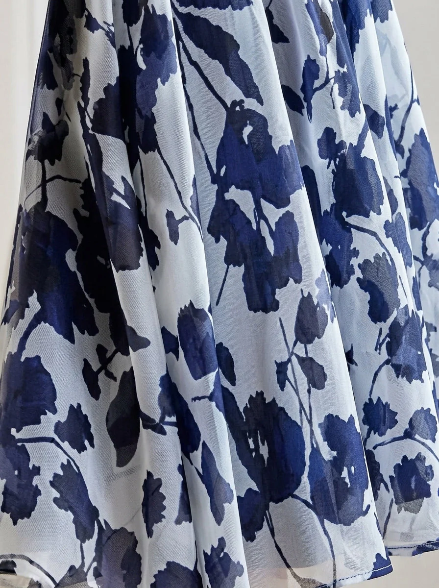 2 Pieces A-Line/Princess Scoop Chiffon Mother of the Bride Dresses with Jacket Floral 3/4 Sleeves Tea-Length Ruched Ruffles - Image 5