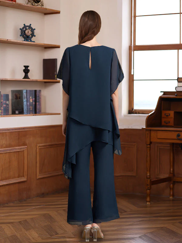 2 Pieces Scoop Half Sleeves Ankle-Length Mother of the Bride & Groom Pantsuits - Image 2