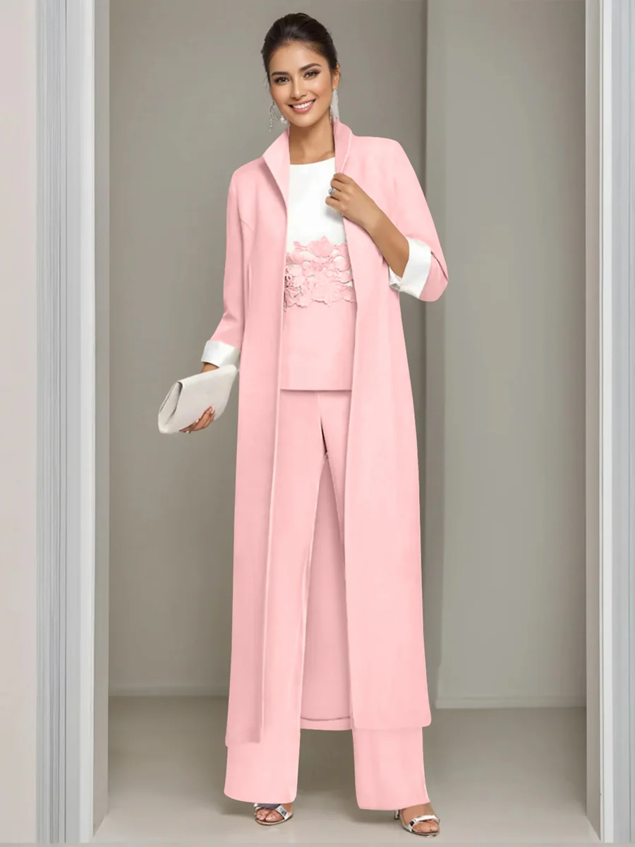 3 Pieces Square-Neck Ankle Length Mother of the Bride Pantsuits with Jacket & Appliques Lace - Image 40