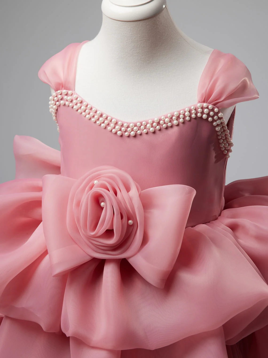 3D Flower Organza Knee-length 1st Birthday Party Baby Girl Dress - Image 12