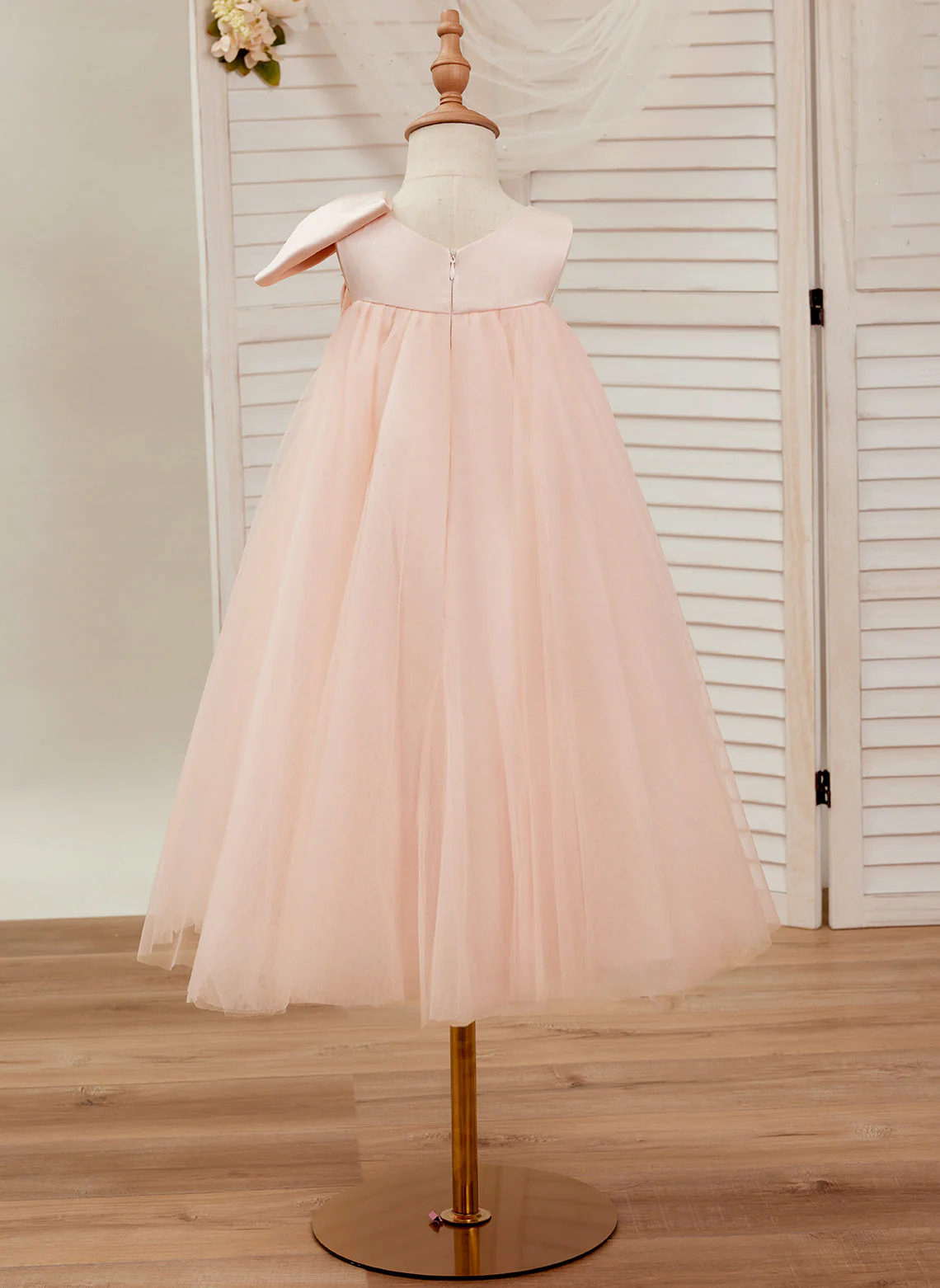 A-line Big Bow Tulle Tea-length Toddler Flower Girl Dress - Image 10