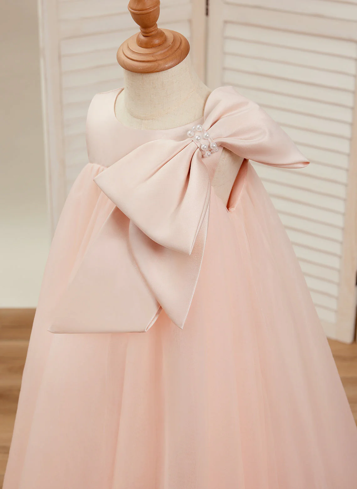 A-line Big Bow Tulle Tea-length Toddler Flower Girl Dress - Image 12
