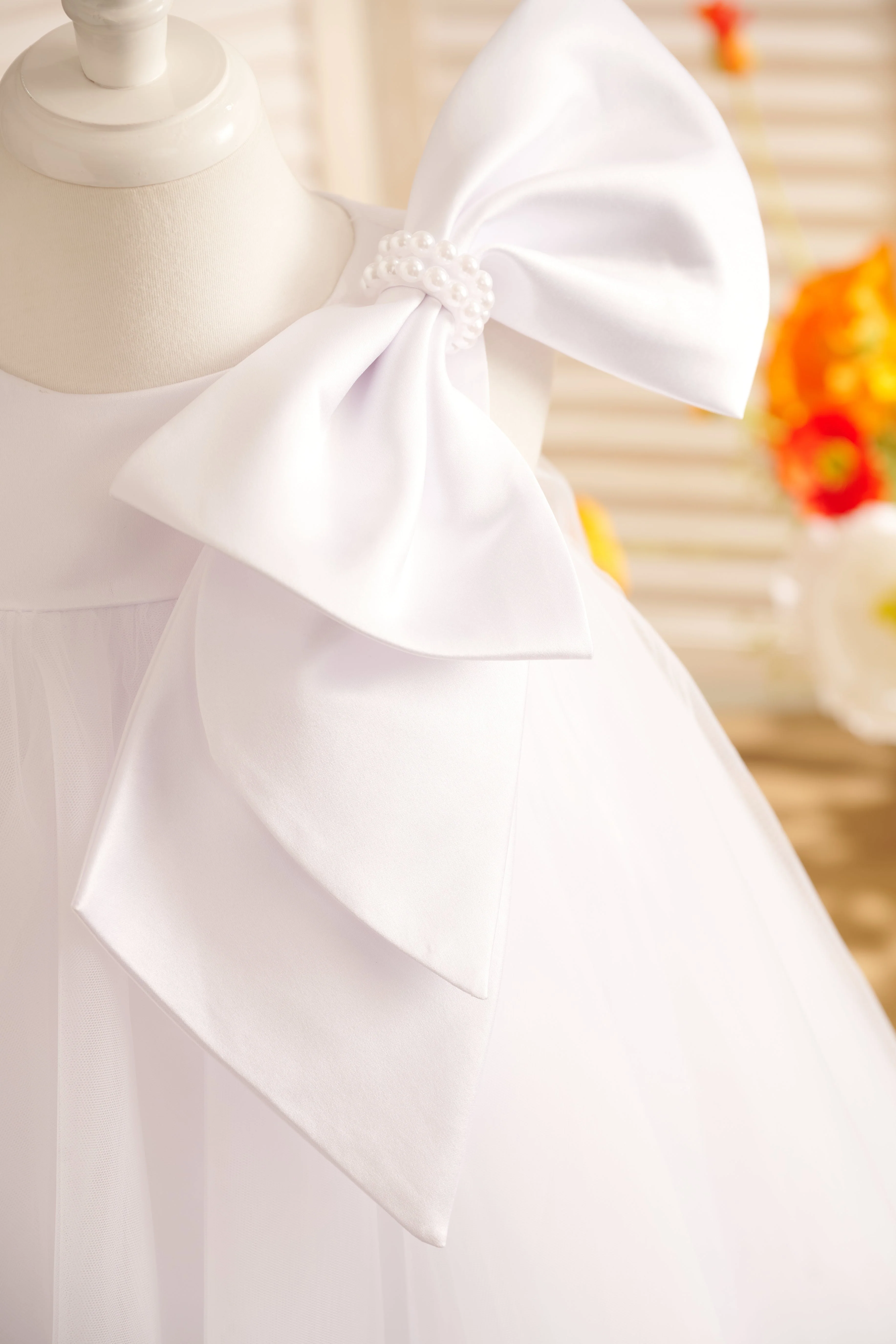 A-line Big Bow Tulle Tea-length Toddler Flower Girl Dress - Image 4