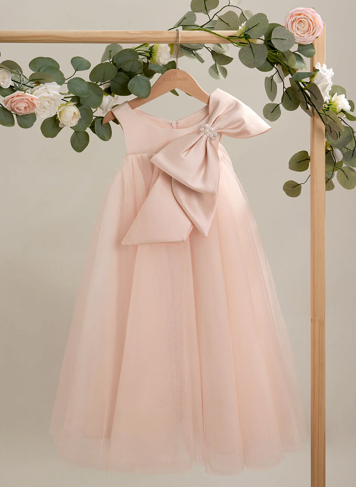 A-line Big Bow Tulle Tea-length Toddler Flower Girl Dress - Image 8