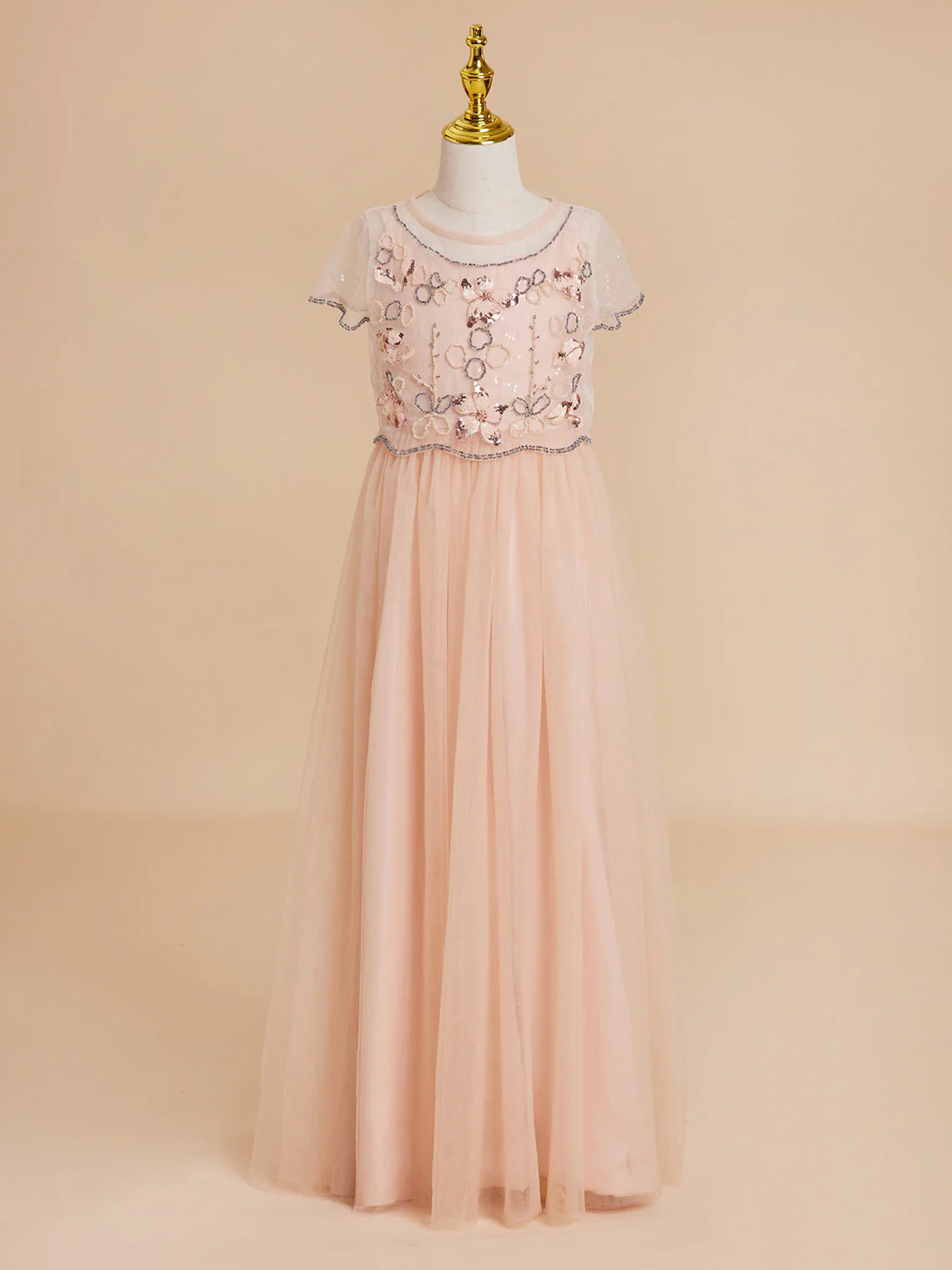 A-line Chiffon Floor-length Pink Flower Girl Dress - Image 2
