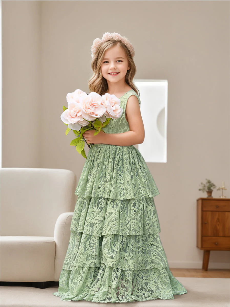 A-line Lace Tulle Floor-length Toddler Flower Girl Dress - Image 2