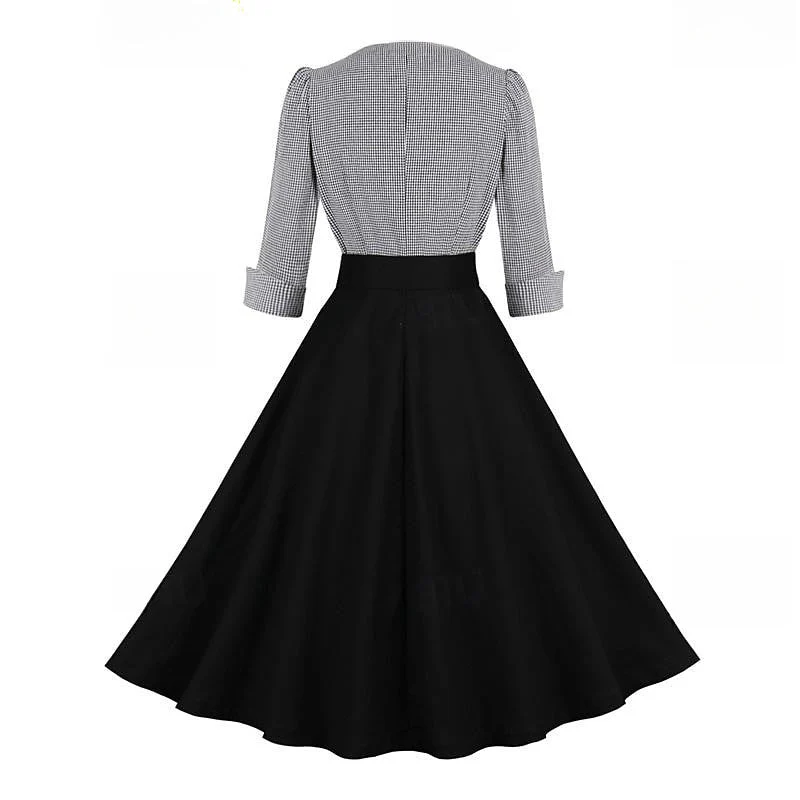 A-Line/Princess 1950s V-Neck Long Sleeves Vintage Dresses with Belt - Image 2