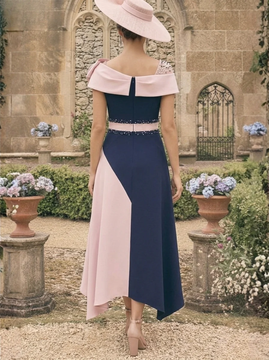 A-Line/Princess Ankle-Length Asymmetrical Mother of the Bride Dresses With 3D Flowers - Image 2