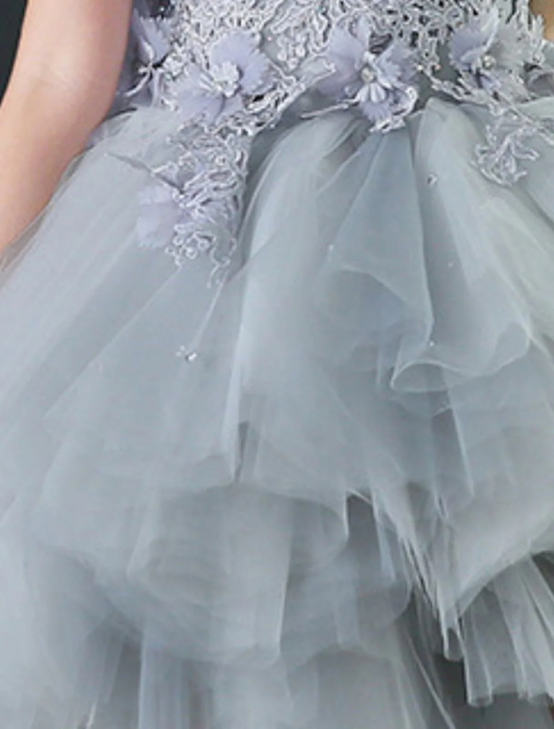 A-Line/Princess Asymmetrical High Low Flower Girl Dresses with Applique - Image 3