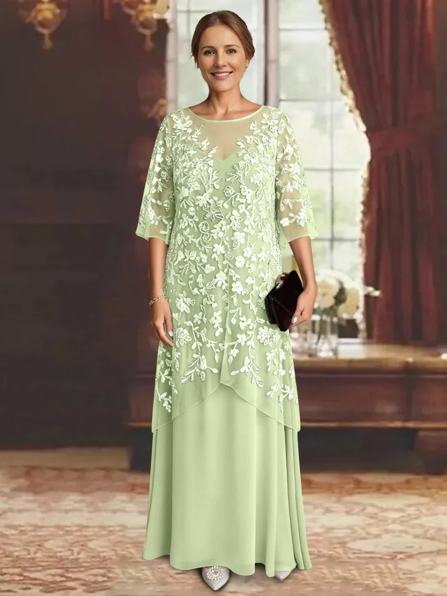 A-Line/Princess Chiffon Half Sleeves Lace Mother of the Bride Dresses Ankle-Length - Image 15