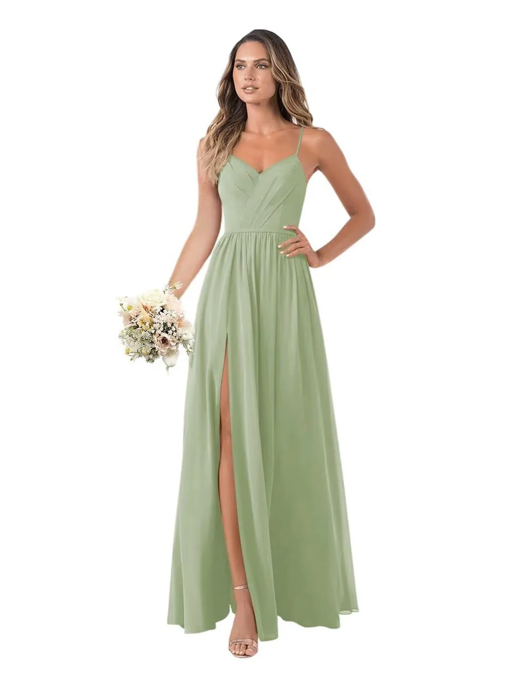 A Line/Princess Chiffon Sleeveless Floor-Length Bridesmaid Dresses - Image 18
