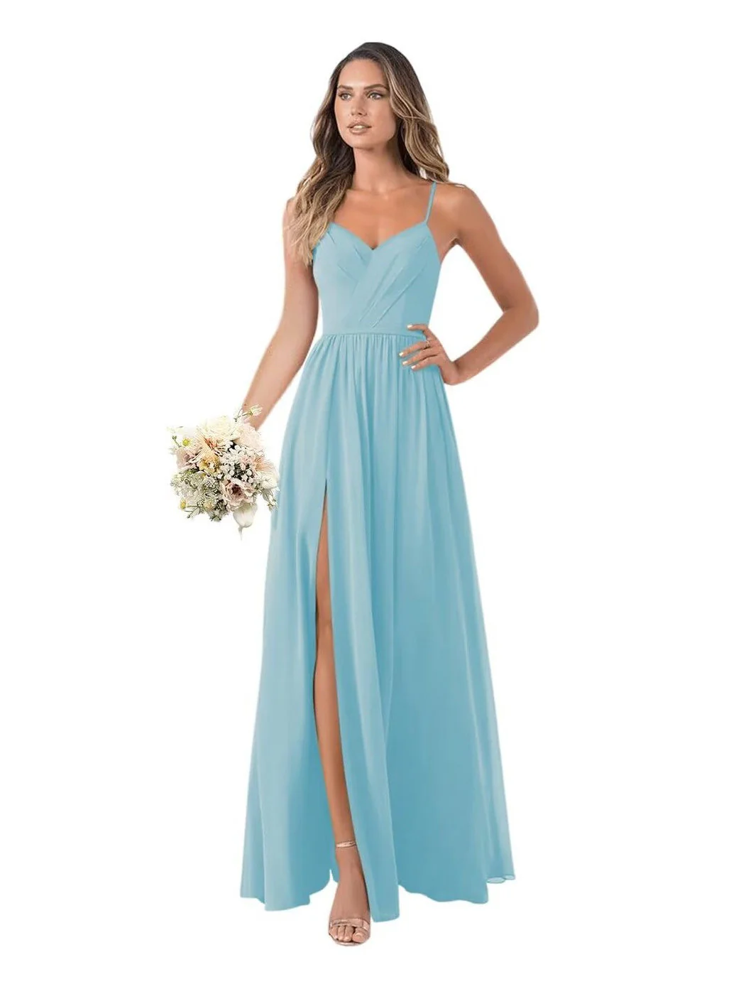 A Line/Princess Chiffon Sleeveless Floor-Length Bridesmaid Dresses - Image 24