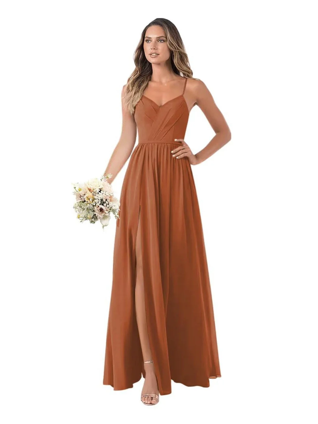 A Line/Princess Chiffon Sleeveless Floor-Length Bridesmaid Dresses - Image 8