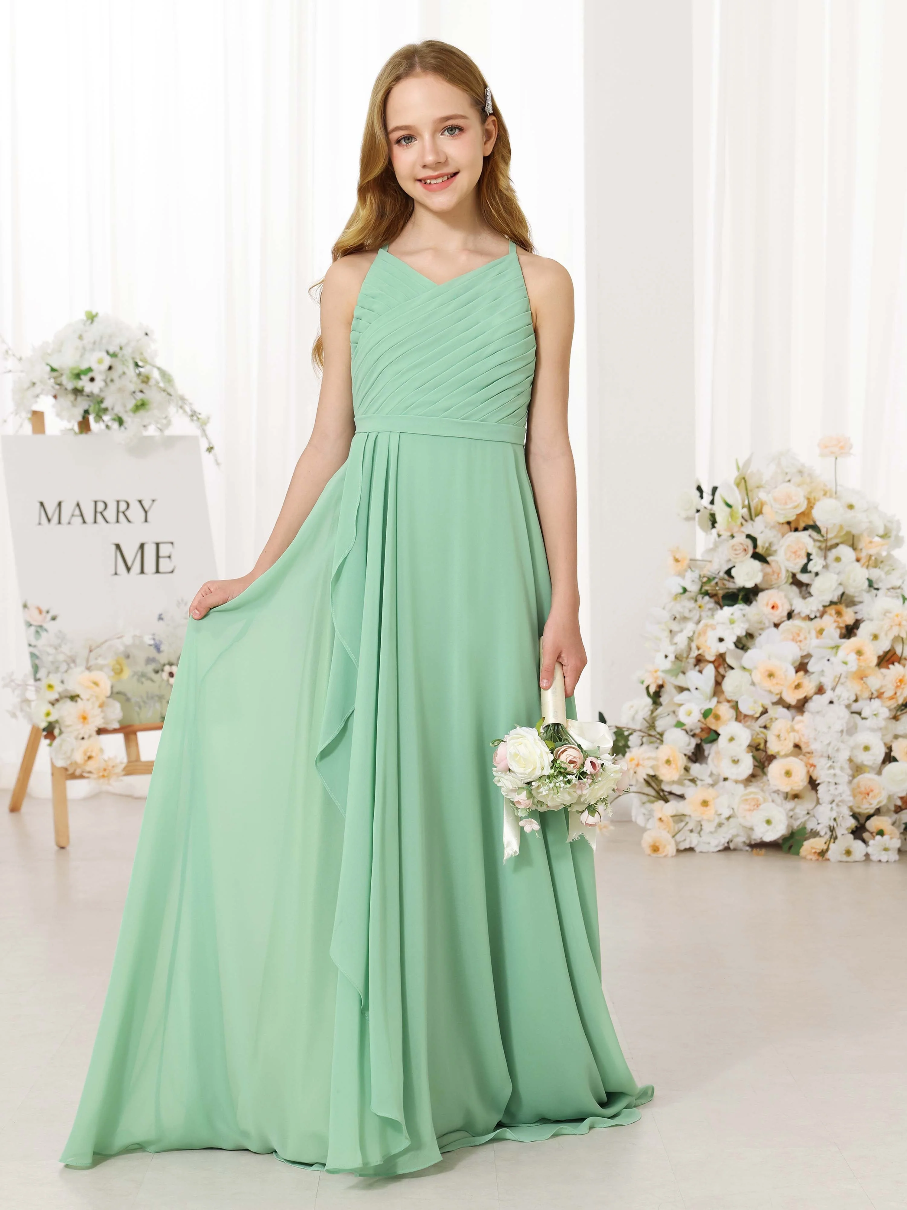 A-Line/Princess Chiffon Sleeveless Scoop Neck Floor-Length  Flower Girl Dresses - Image 2