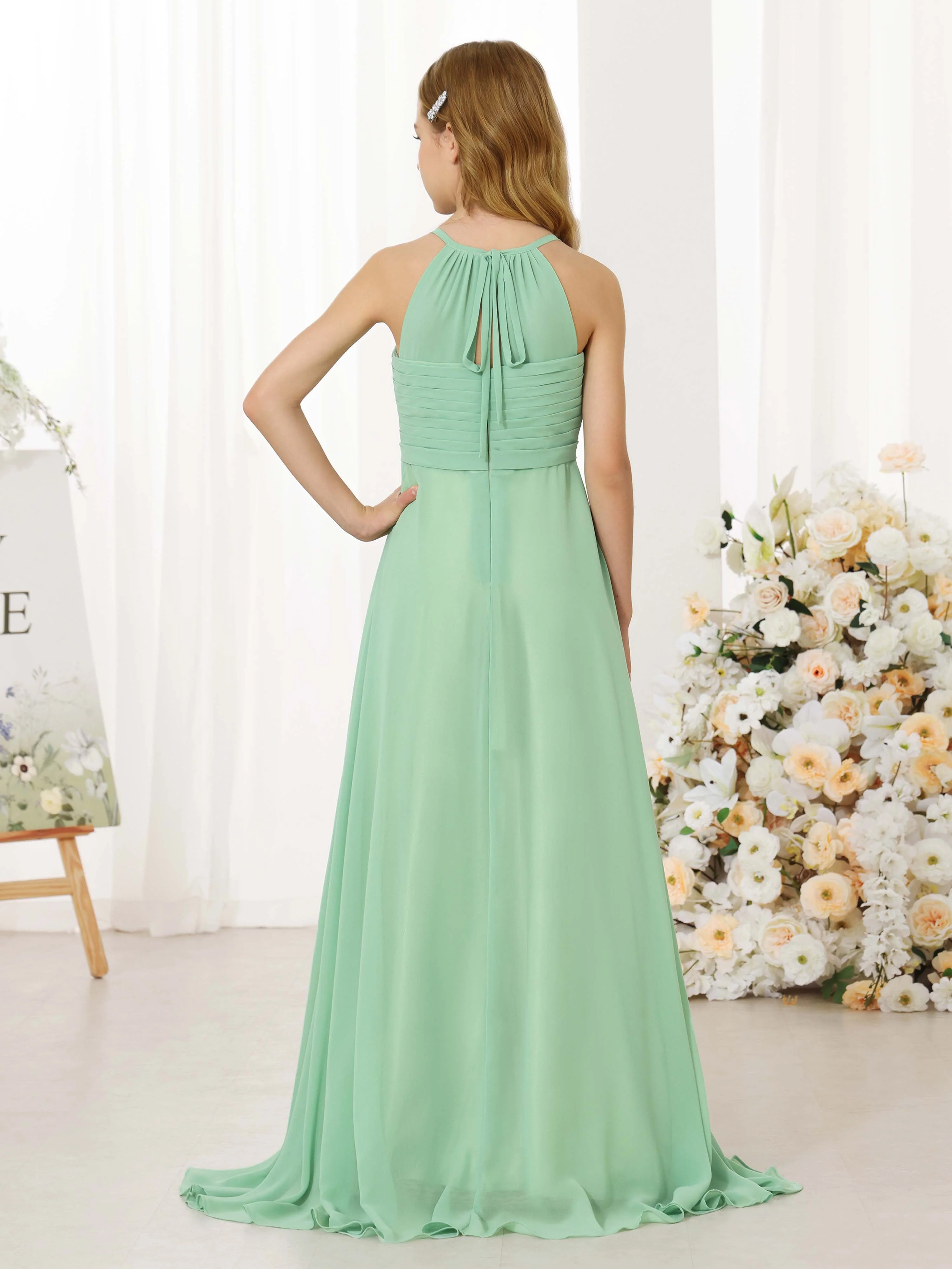 A-Line/Princess Chiffon Sleeveless Scoop Neck Floor-Length  Flower Girl Dresses - Image 6