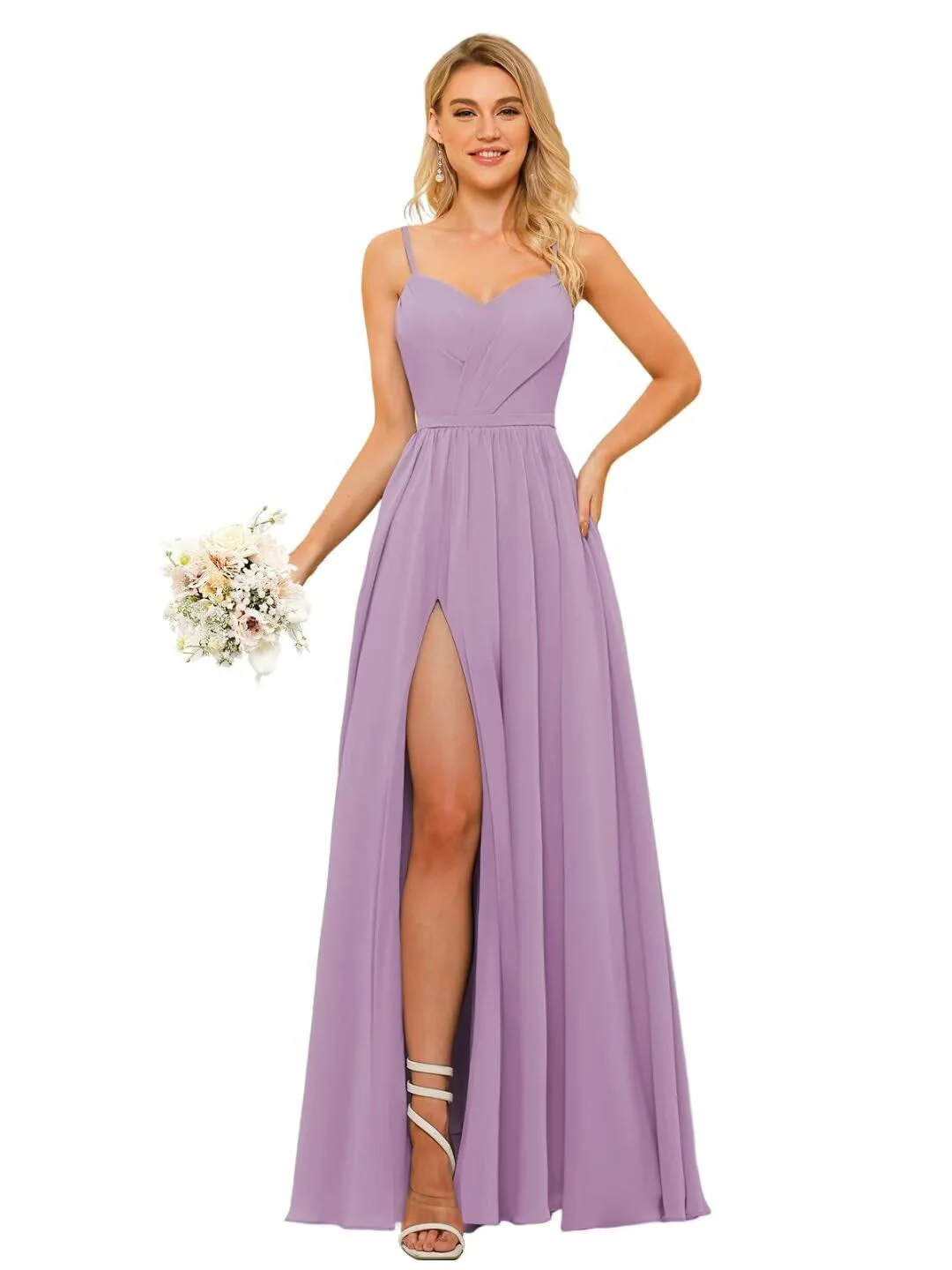 A Line/Princess Chiffon Square Neckline Sleeveless Floor-Length Bridesmaid Dresses - Image 13