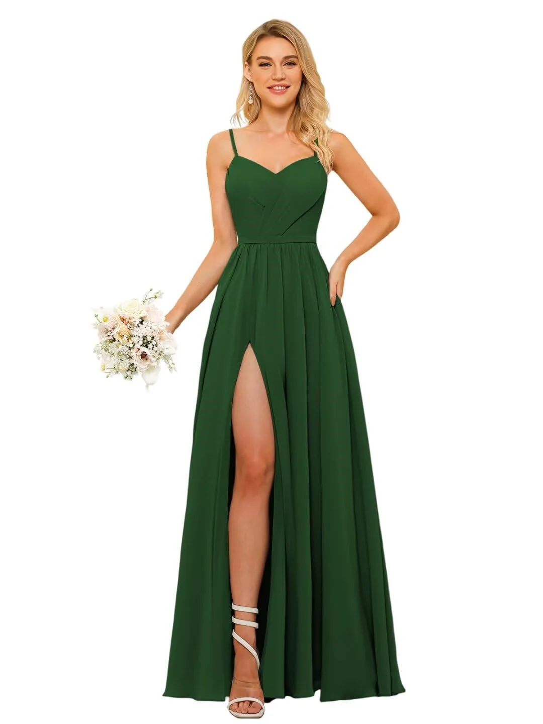 A Line/Princess Chiffon Square Neckline Sleeveless Floor-Length Bridesmaid Dresses - Image 15
