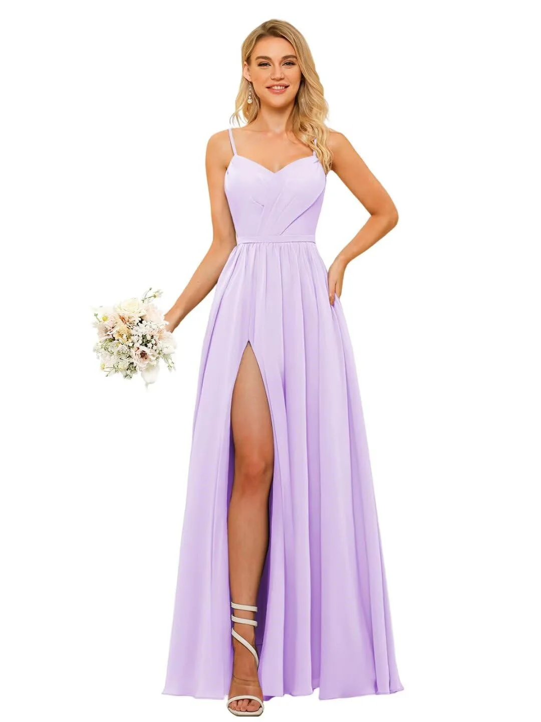 A Line/Princess Chiffon Square Neckline Sleeveless Floor-Length Bridesmaid Dresses - Image 20