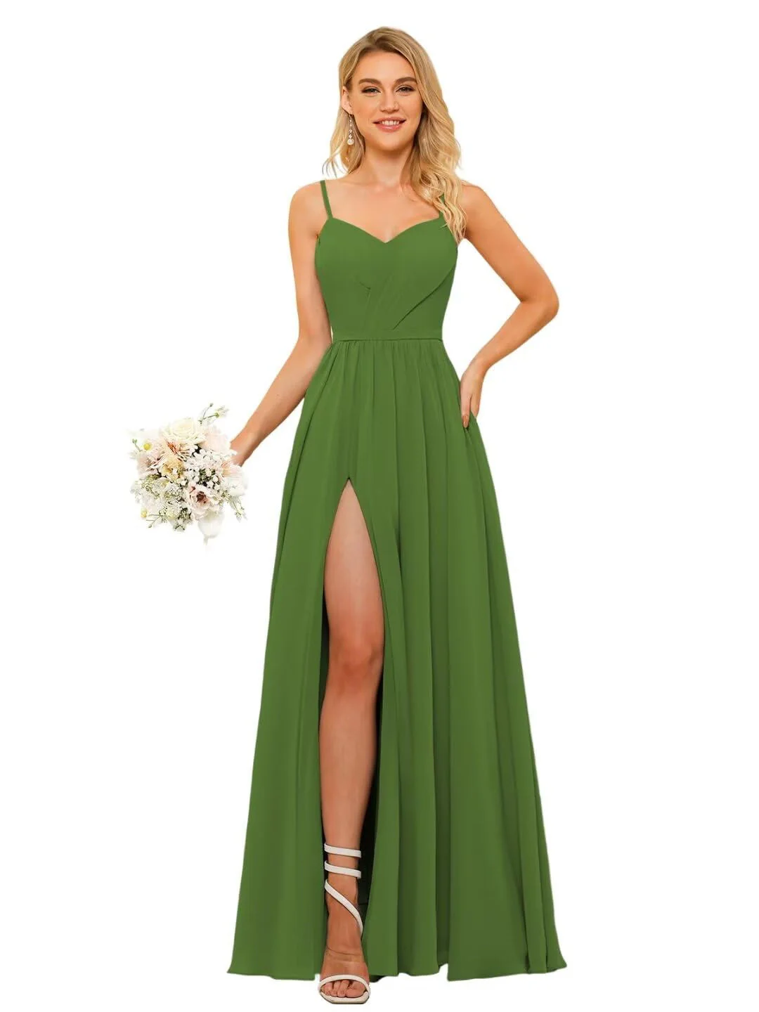 A Line/Princess Chiffon Square Neckline Sleeveless Floor-Length Bridesmaid Dresses - Image 22