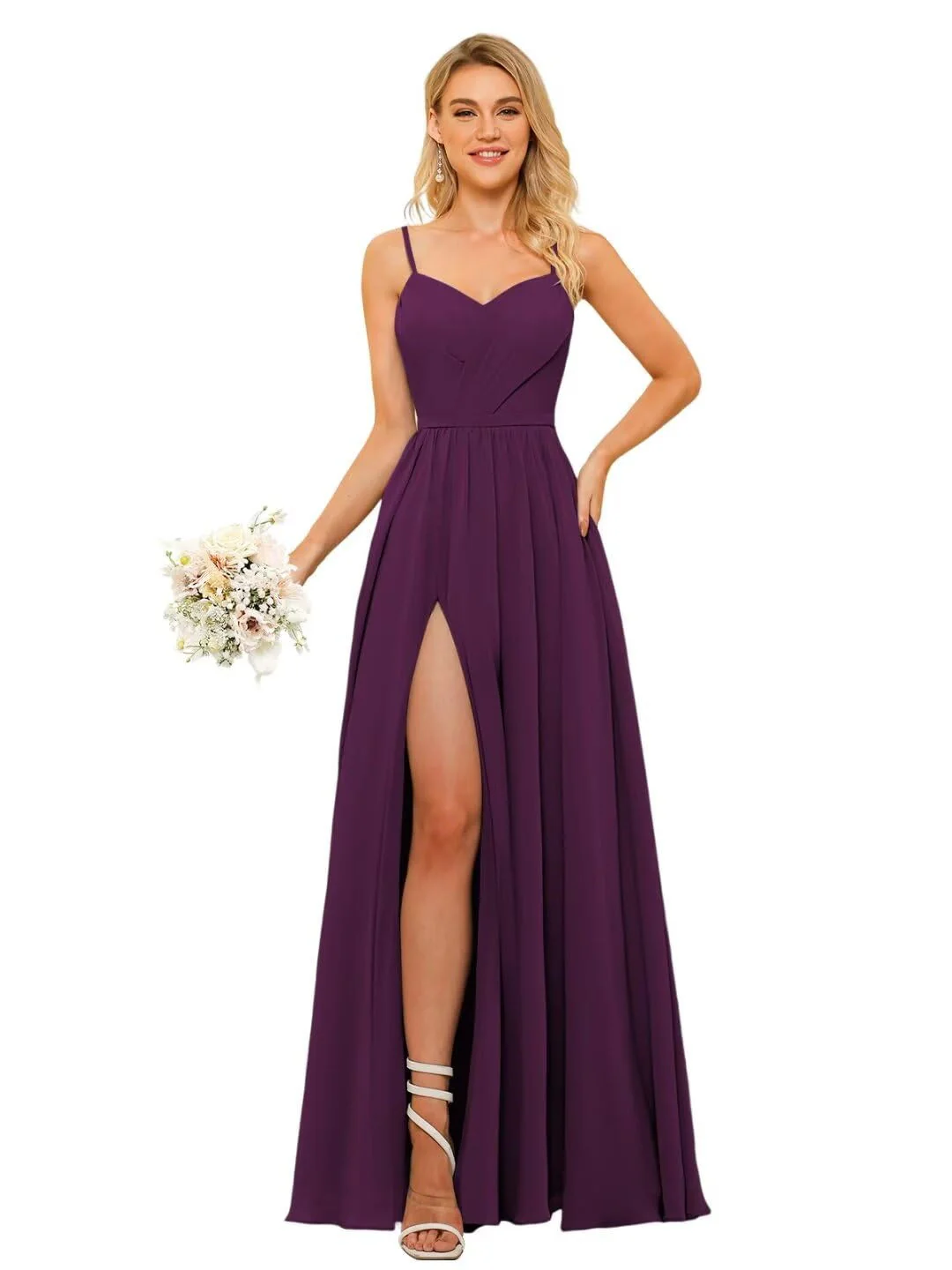 A Line/Princess Chiffon Square Neckline Sleeveless Floor-Length Bridesmaid Dresses - Image 25
