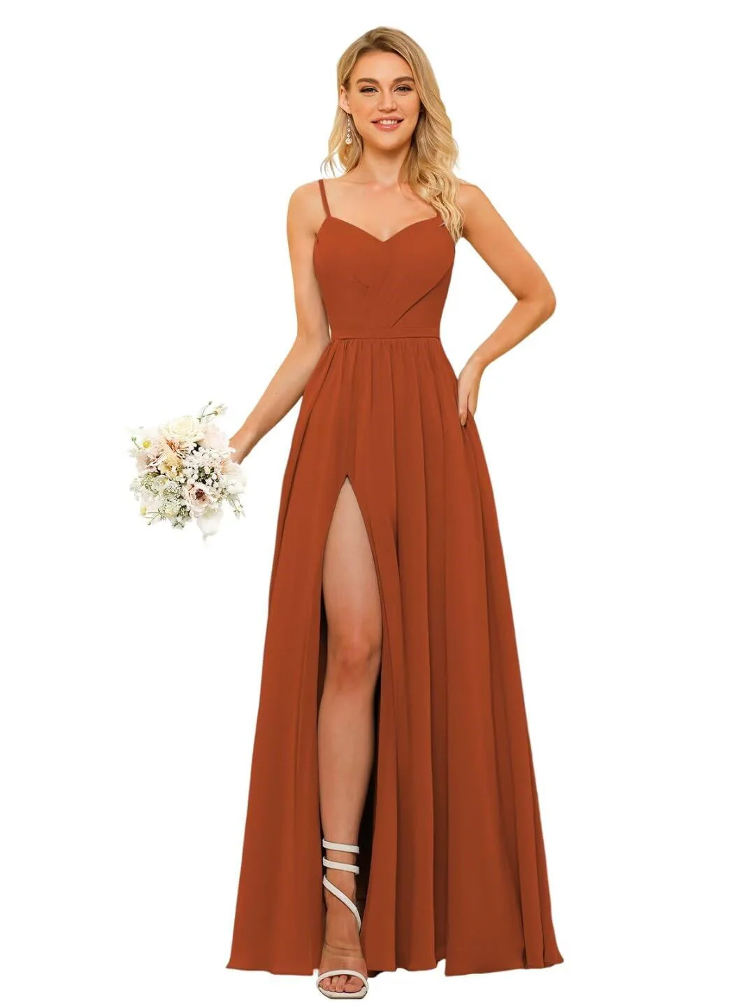 A Line/Princess Chiffon Square Neckline Sleeveless Floor-Length Bridesmaid Dresses - Image 27