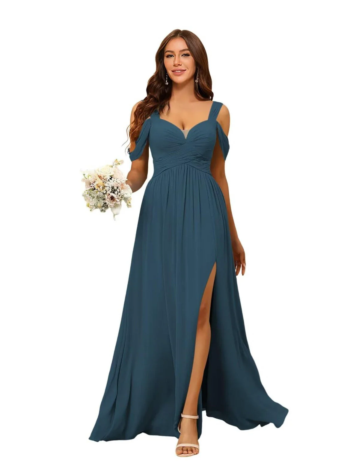 A Line/Princess Chiffon Sweetheart Sleeveless Floor-Length Bridesmaid Dresses - Image 11