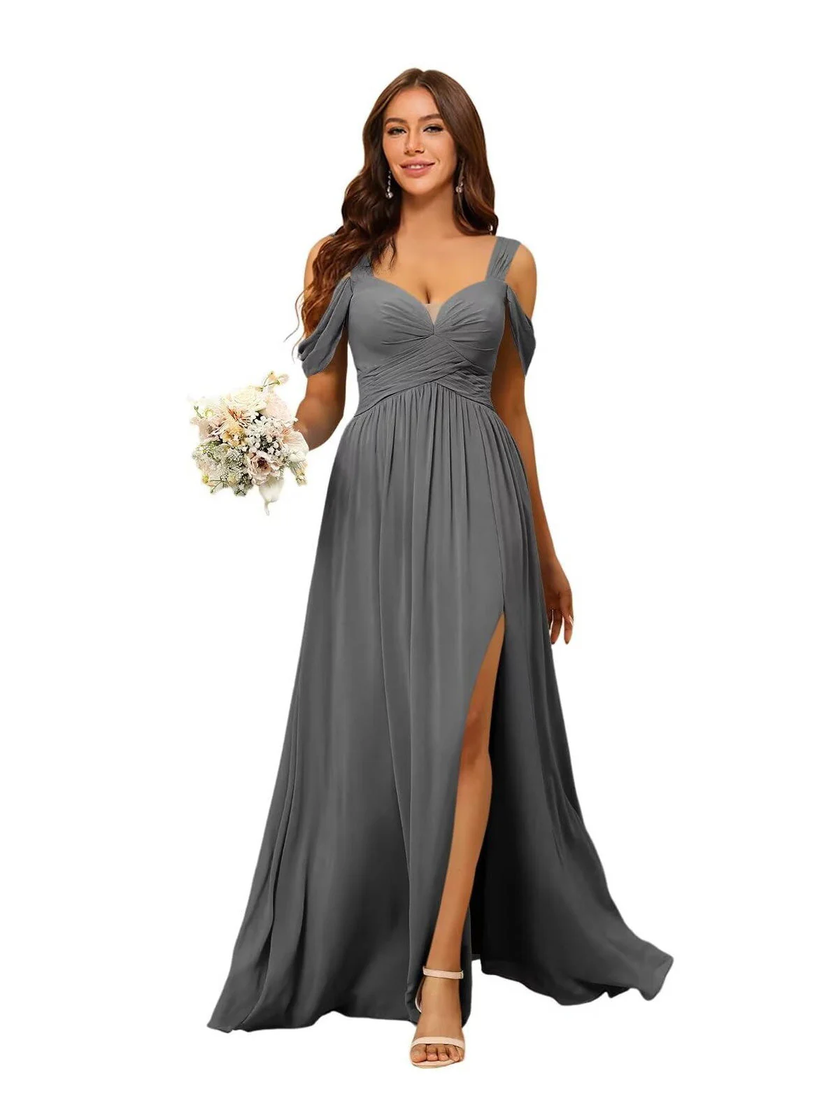 A Line/Princess Chiffon Sweetheart Sleeveless Floor-Length Bridesmaid Dresses - Image 12