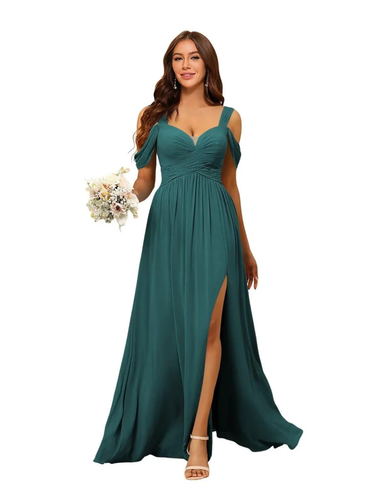 A Line/Princess Chiffon Sweetheart Sleeveless Floor-Length Bridesmaid Dresses - Image 22