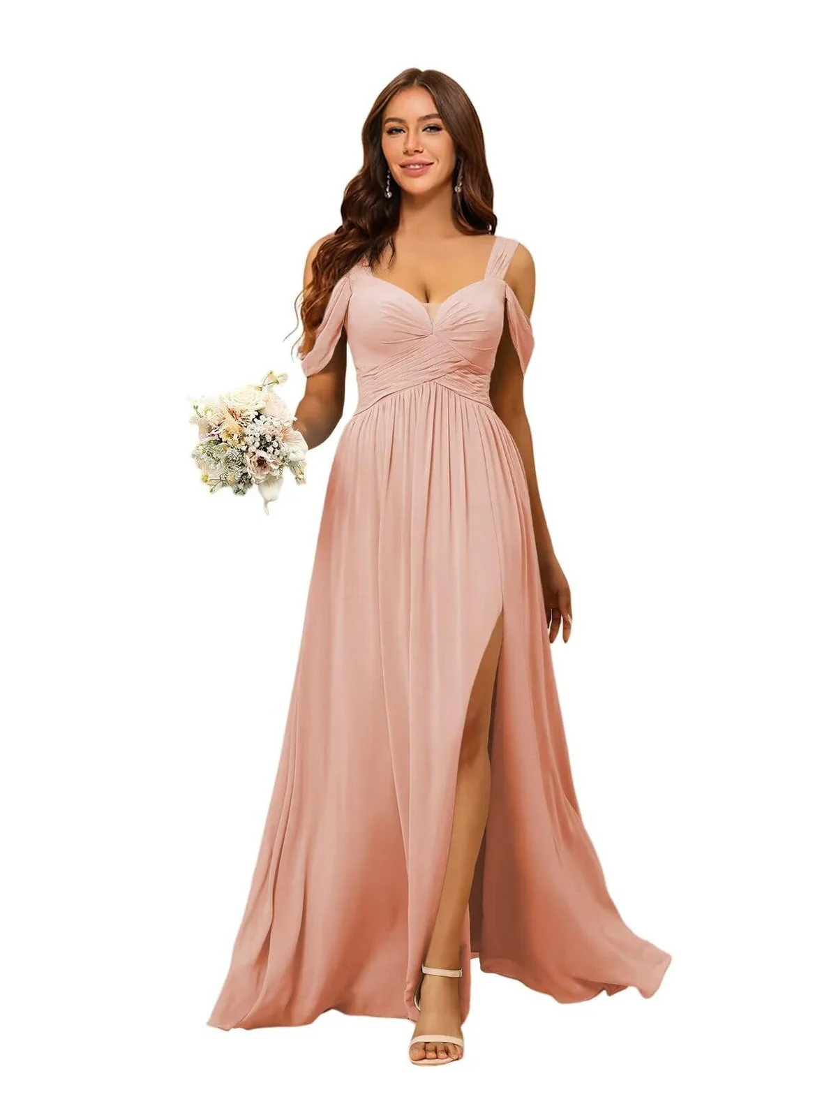 A Line/Princess Chiffon Sweetheart Sleeveless Floor-Length Bridesmaid Dresses - Image 31