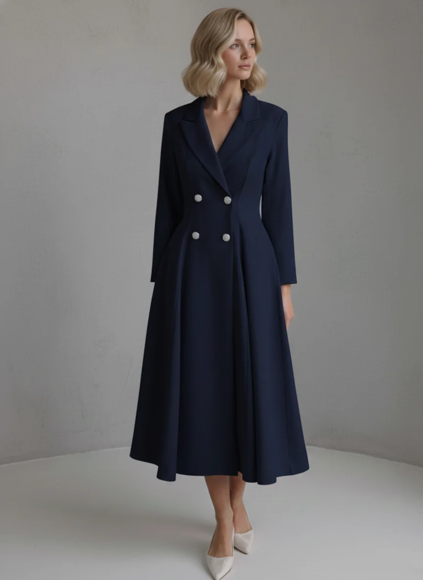 A-Line/Princess Double-Breasted Long Sleeves Tea-Length Wedding Guest Dresses - Image 8