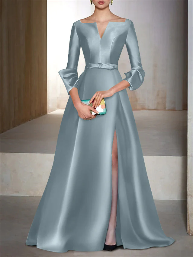 A-Line/Princess Floor-Length Long Sleeves V-Neck Evening Dresses - Image 9
