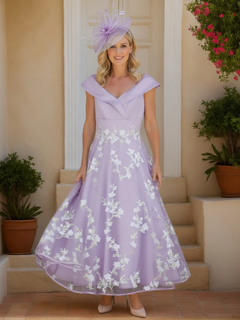 A-Line/Princess Ankle-Length Luxurious Mother of the Bride Dresses with Lace Appliques - Image 10