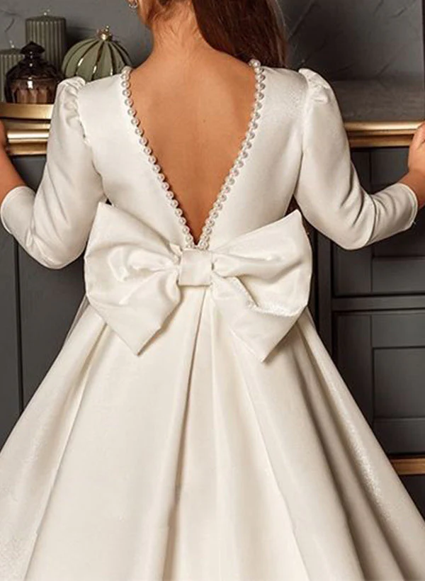 A-Line/Princess Girl Dresses with Bowknot & Beading - Image 3