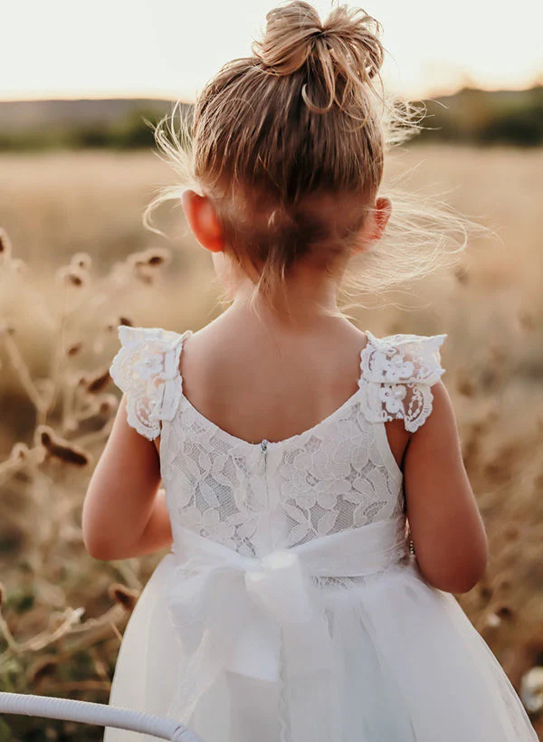 A-Line/Princess Girl Dresses with Sash & Applique - Image 4