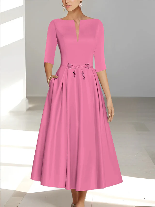 A-Line/Princess Half Sleeves Ankle Length Mother Of The Bride Dresses & Groom With Pockets - Image 11