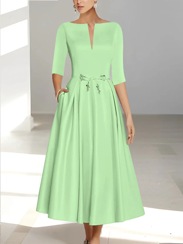 A-Line/Princess Half Sleeves Ankle Length Mother Of The Bride Dresses & Groom With Pockets - Image 12