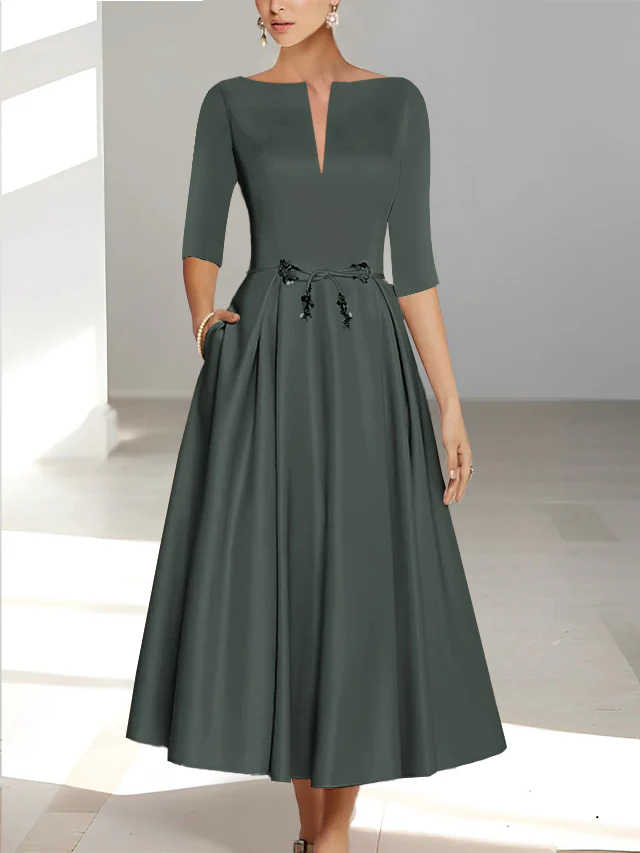 A-Line/Princess Half Sleeves Ankle Length Mother Of The Bride Dresses & Groom With Pockets - Image 13