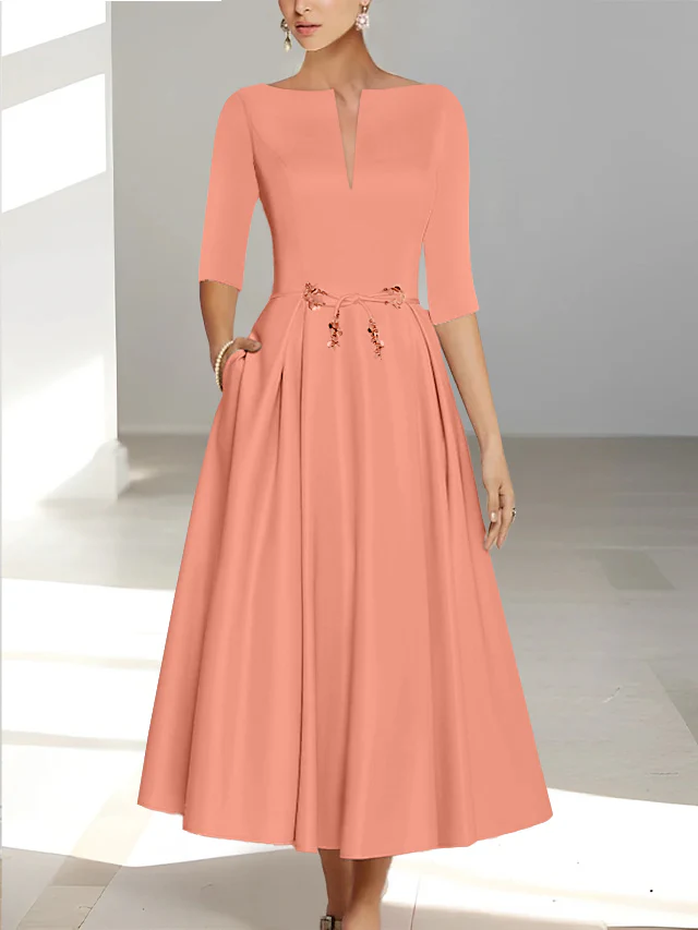 A-Line/Princess Half Sleeves Ankle Length Mother Of The Bride Dresses & Groom With Pockets - Image 16