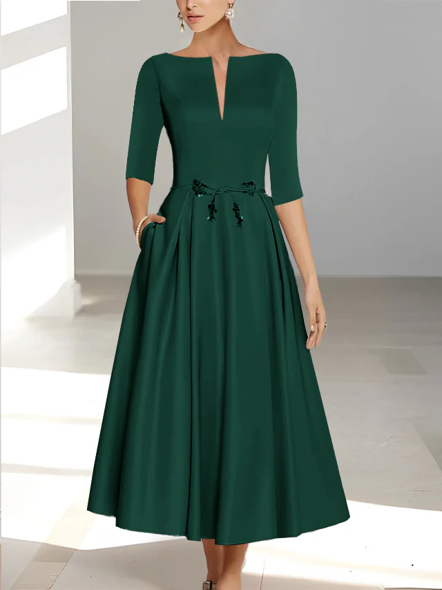 A-Line/Princess Half Sleeves Ankle Length Mother Of The Bride Dresses & Groom With Pockets - Image 17