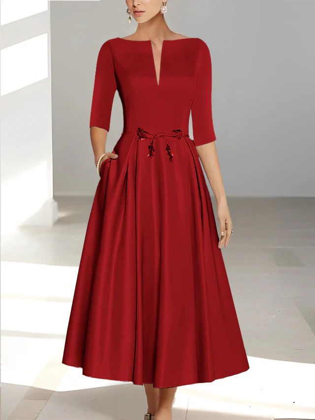 A-Line/Princess Half Sleeves Ankle Length Mother Of The Bride Dresses & Groom With Pockets - Image 18