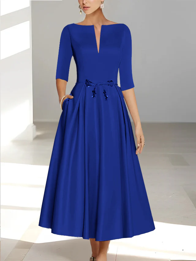A-Line/Princess Half Sleeves Ankle Length Mother Of The Bride Dresses & Groom With Pockets - Image 19