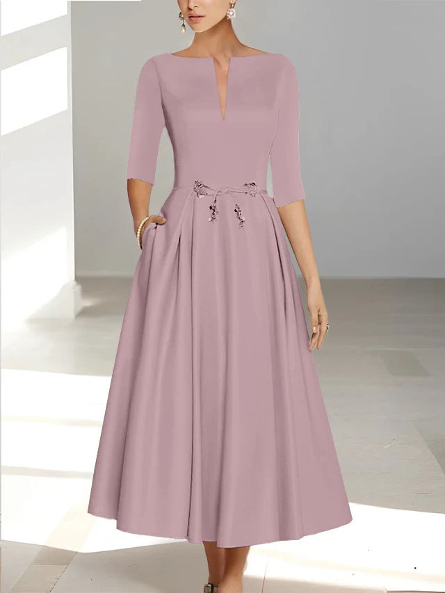 A-Line/Princess Half Sleeves Ankle Length Mother Of The Bride Dresses & Groom With Pockets - Image 22