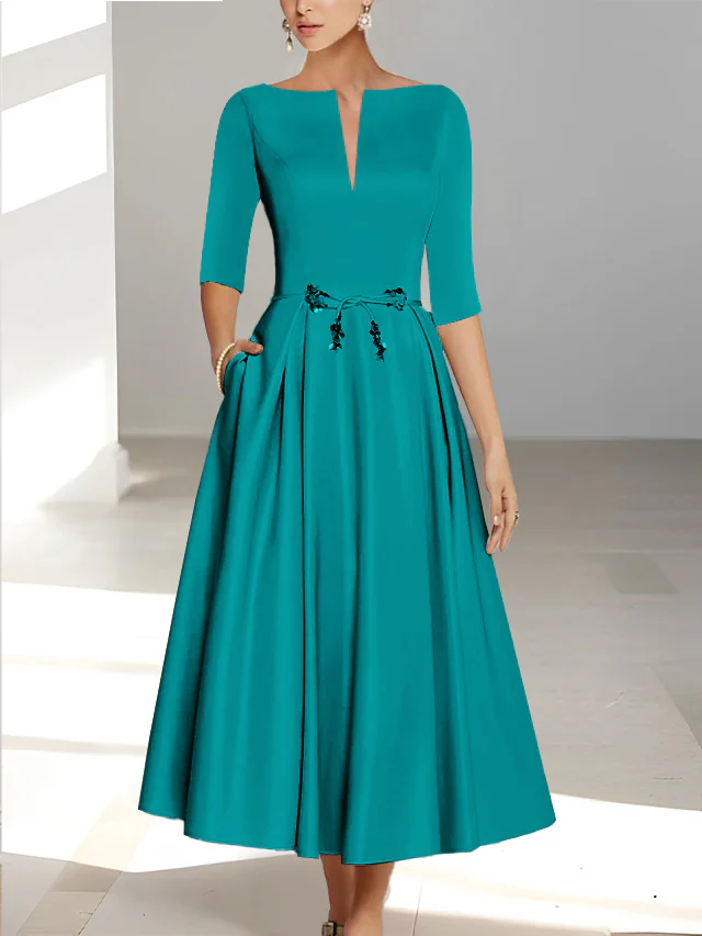 A-Line/Princess Half Sleeves Ankle Length Mother Of The Bride Dresses & Groom With Pockets - Image 23