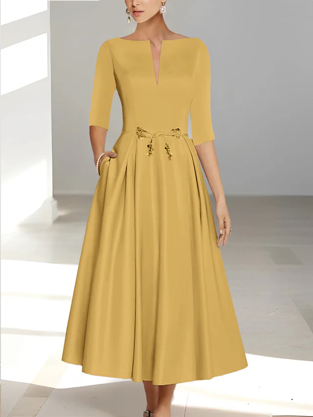 A-Line/Princess Half Sleeves Ankle Length Mother Of The Bride Dresses & Groom With Pockets - Image 25